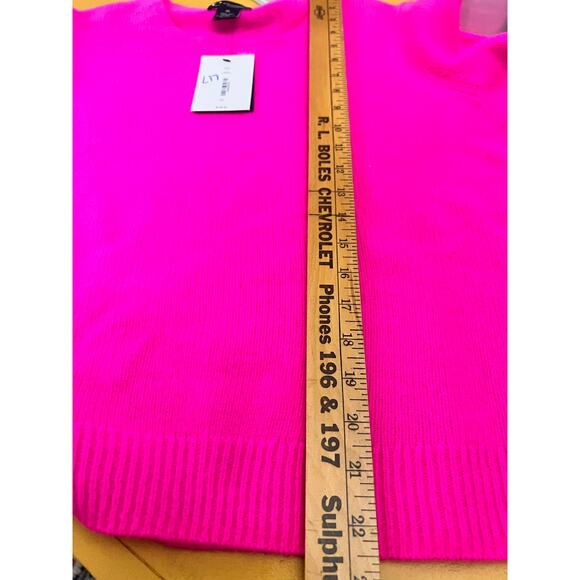 C BY Bloomingdale's 100% 2-Ply Cashmere Short Sleeve Sweater Ultra Pink XL NWT - Picture 7 of 7